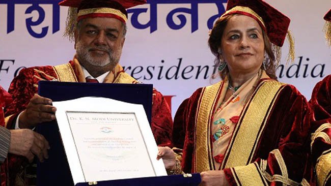 Bina Modi Conferred With Ph.D., Honoris Causa by Dr. K.N. Modi University