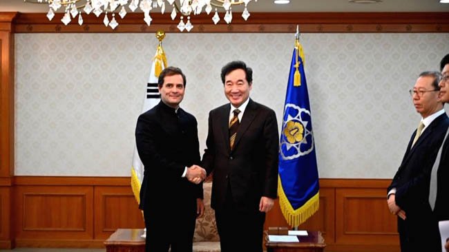 Rahul Gandhi on visit to South Korea, meets country's PM