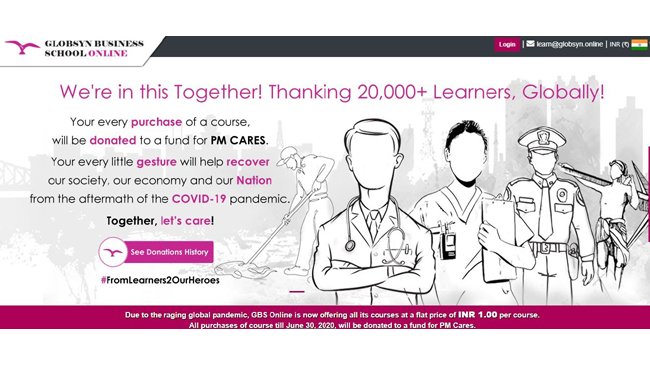 GBS Online Donates Proceeds from Student Enrollments to PM Cares