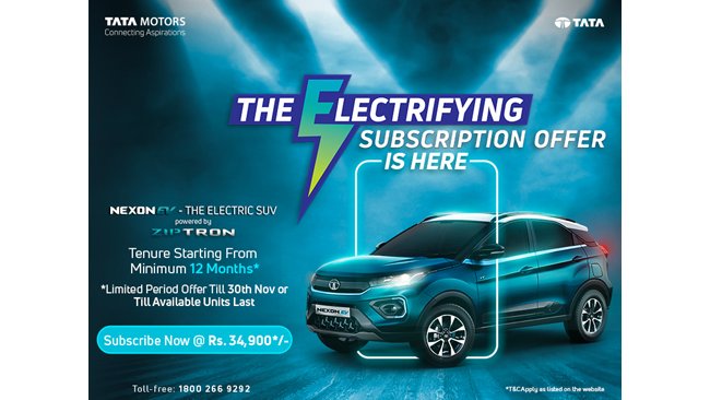 Tata Motors rolls out a new limited-period subscription offer on Nexon EV