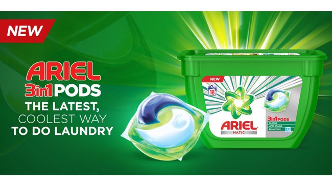 Upgrade to HD Clean with Ariel 3in1 PODs, which Clean, lift stains and brighten – all in just 1 POD