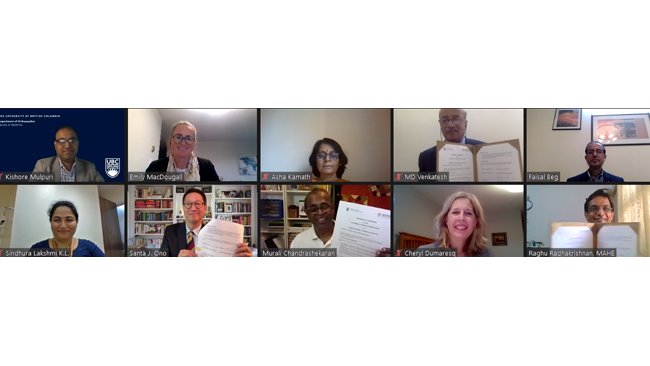 Manipal Academy of Higher Education Partners with Canada’s University of British Columbia to Address Issues of Global Relevance