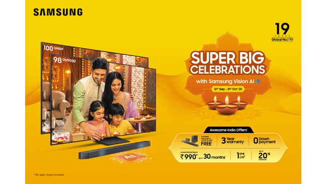 Samsung’s ‘Super Big Celebrations’ Brings Mega Festive Offers on Big Screen TVs Powered by Vision AI